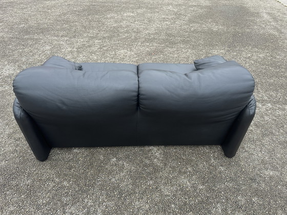 Image 1 of Cassina Maralunga leather sofa black two-seater