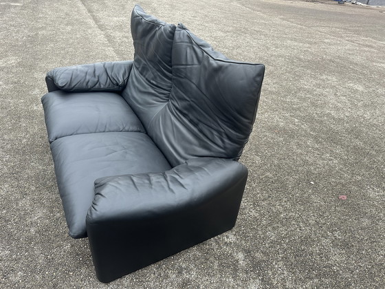 Image 1 of Cassina Maralunga leather sofa black two-seater