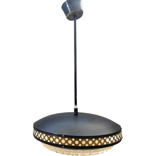 Vintage Space age metal and brass pendant lamp by Ludib Bratislava, Czechoslovakia 1970