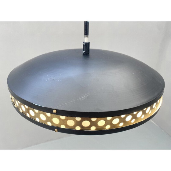 Image 1 of Vintage Space age metal and brass pendant lamp by Ludib Bratislava, Czechoslovakia 1970