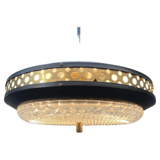 Vintage Space age metal and brass pendant lamp by Ludib Bratislava, Czechoslovakia 1970