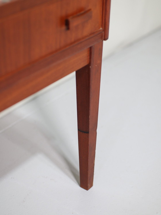 Image 1 of Neck Set Bench With Mirror Danish Vintage Teak Red Tiles