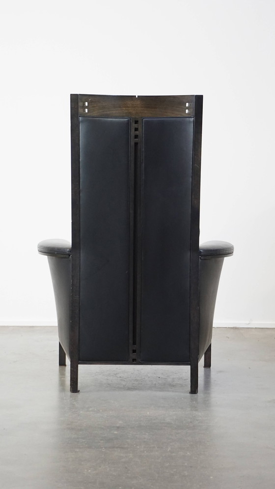 Image 1 of Black Beef Leather Design Armchair From Giorgetti