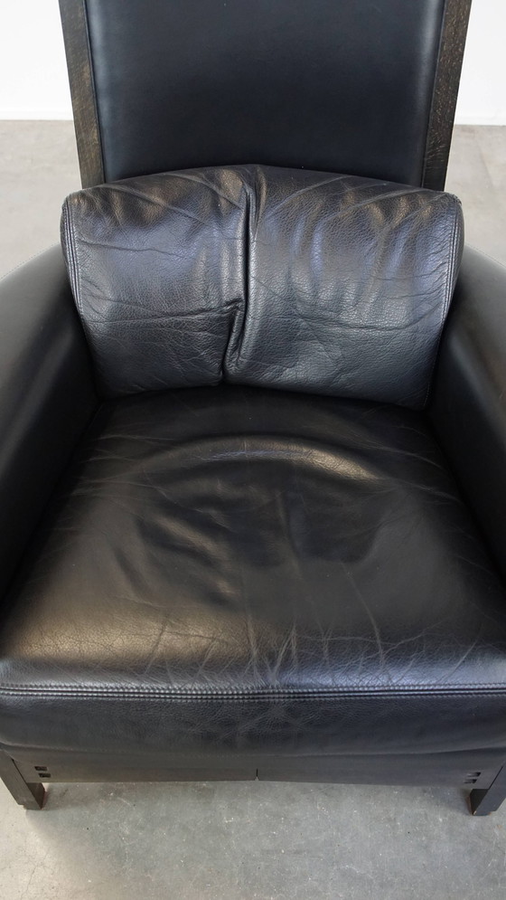 Image 1 of Black Beef Leather Design Armchair From Giorgetti