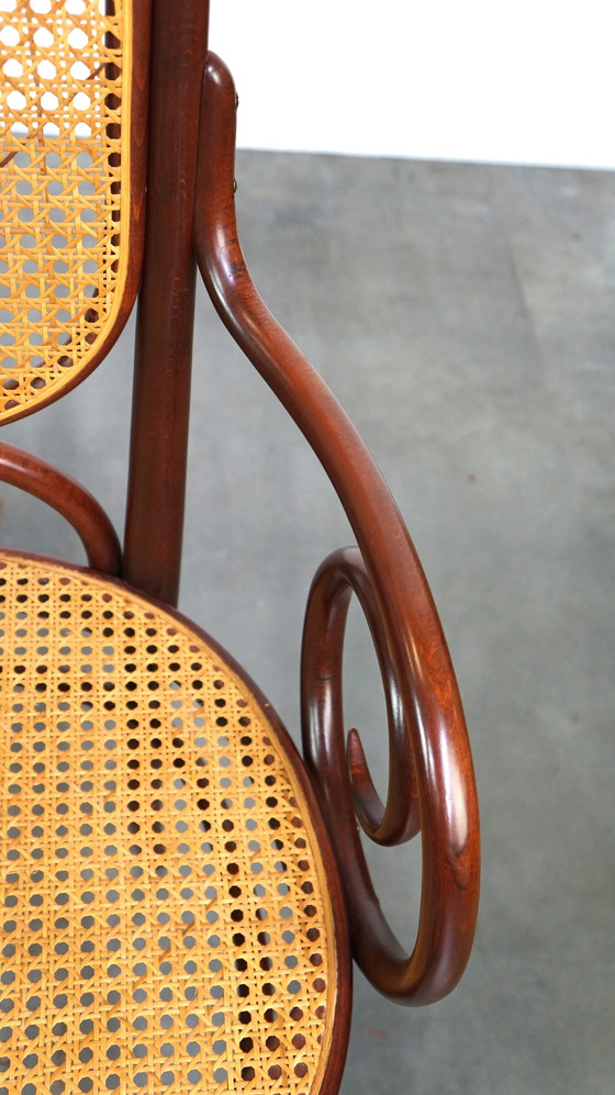 Image 1 of 2 x Tall dark brown original vintage Thonet chair with armrests