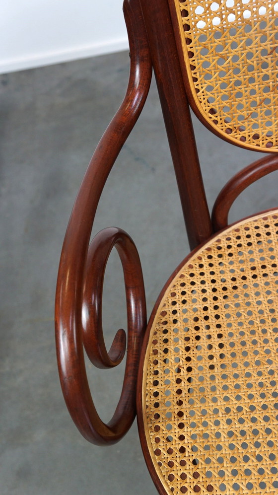 Image 1 of 2 x Tall dark brown original vintage Thonet chair with armrests