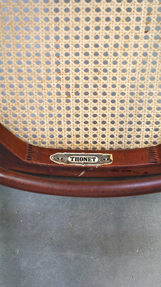 Image 1 of 2 x Tall dark brown original vintage Thonet chair with armrests