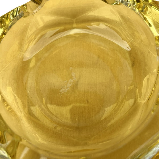 Image 1 of Yellow Crystal Ashtray, Crystalex Bohemia Novy Bor, Czechoslovakia, 1960S.