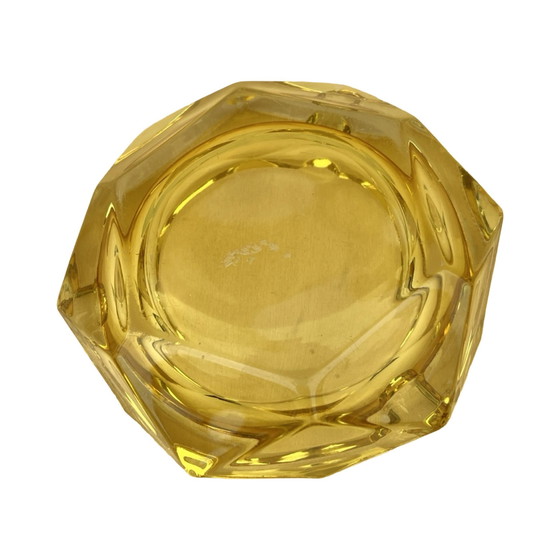 Image 1 of Yellow Crystal Ashtray, Crystalex Bohemia Novy Bor, Czechoslovakia, 1960S.