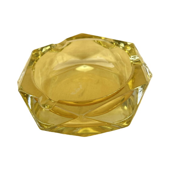 Image 1 of Yellow Crystal Ashtray, Crystalex Bohemia Novy Bor, Czechoslovakia, 1960S.