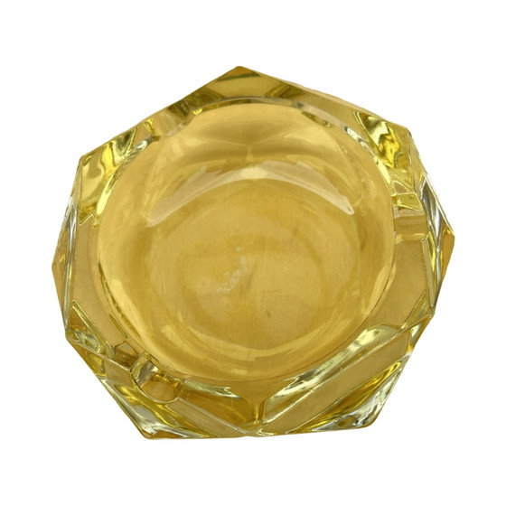 Image 1 of Yellow Crystal Ashtray, Crystalex Bohemia Novy Bor, Czechoslovakia, 1960S.