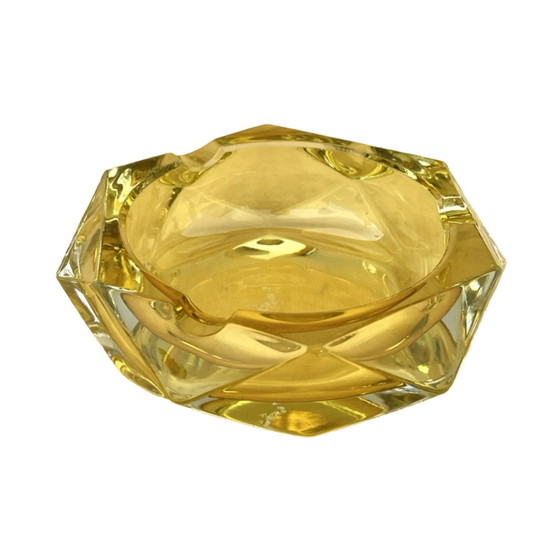 Image 1 of Yellow Crystal Ashtray, Crystalex Bohemia Novy Bor, Czechoslovakia, 1960S.