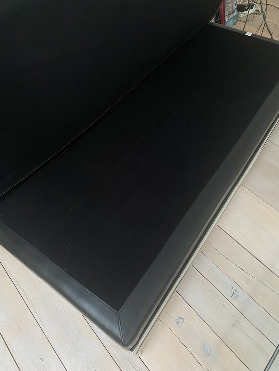 Image 1 of Black leather bench seat