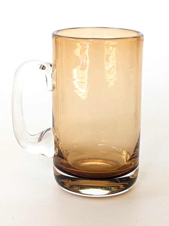 Image 1 of 4X Vintage Danish Mugs | Amber Blown Glass