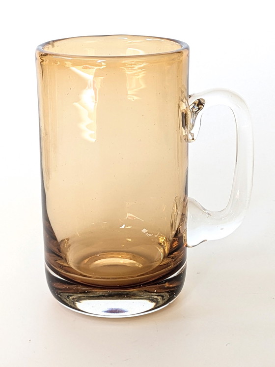 Image 1 of 4X Vintage Danish Mugs | Amber Blown Glass