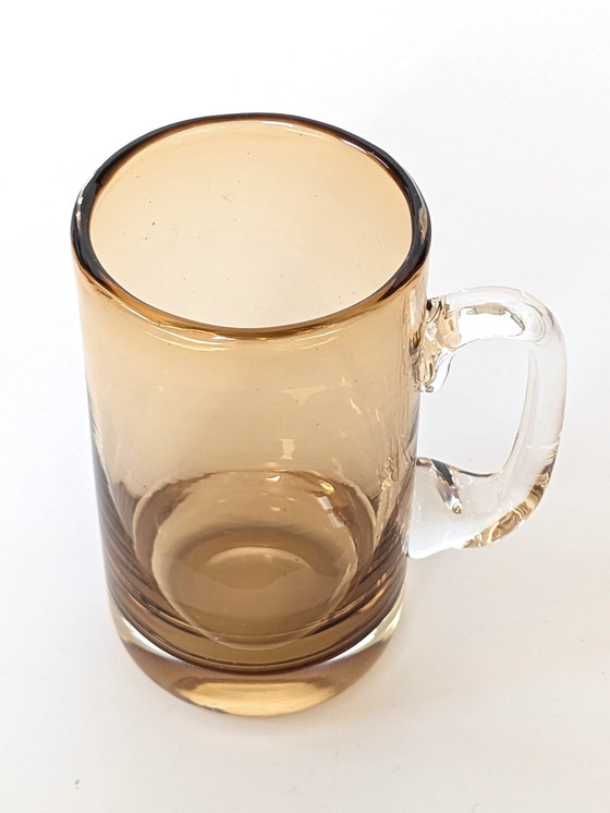 Image 1 of 4X Vintage Danish Mugs | Amber Blown Glass