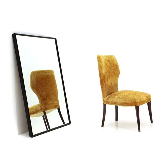 Image 1 of Specchio vintage italiano con cornice nera in legno, anni '50