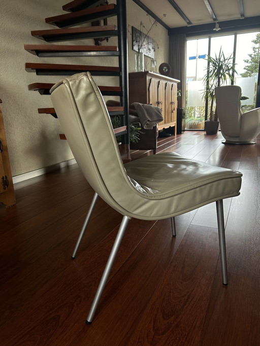 4X Gray Leather Chairs From Ligne Roset