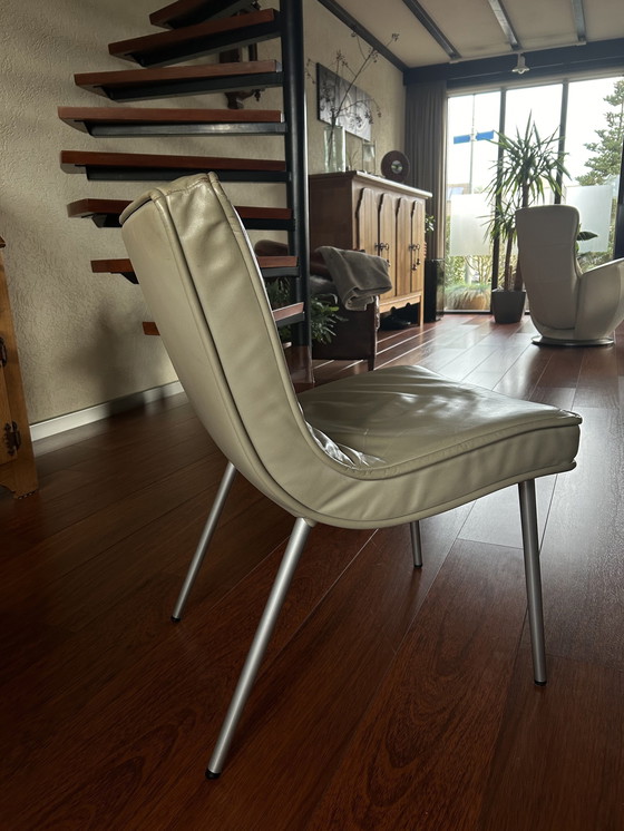 Image 1 of 4X Gray Leather Chairs From Ligne Roset