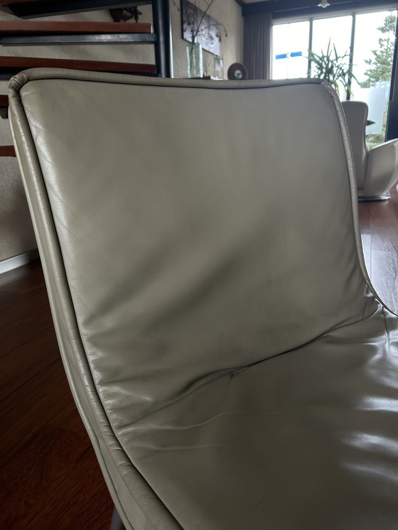 Image 1 of 4X Gray Leather Chairs From Ligne Roset