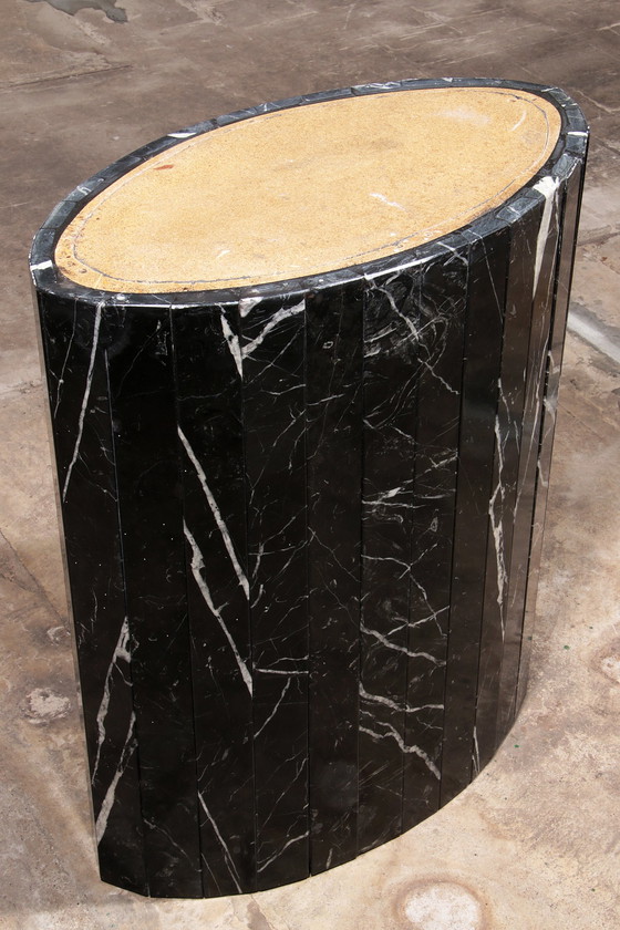 Image 1 of Vintage Oval Black Marble Dining Table, Italian Design From The 1970s