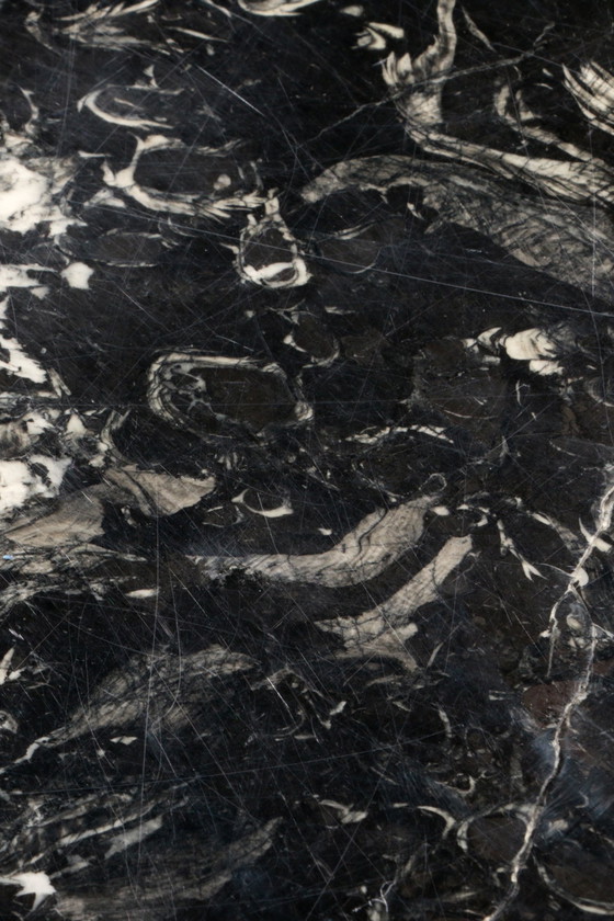 Image 1 of Vintage Oval Black Marble Dining Table, Italian Design From The 1970s