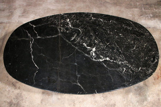 Image 1 of Vintage Oval Black Marble Dining Table, Italian Design From The 1970s