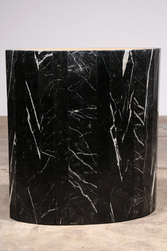 Image 1 of Vintage Oval Black Marble Dining Table, Italian Design From The 1970s