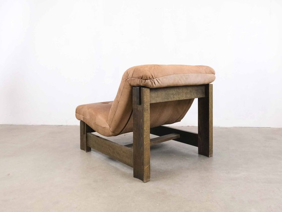 Image 1 of 2X-Set Vintage Brutalist Leather Lounge Chair Midcentury