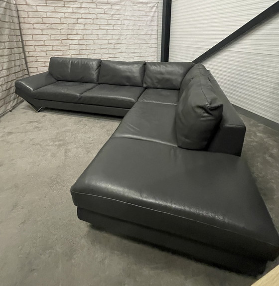 Image 1 of Beautiful Natuzzi Releve Genuine Leather Gray Corner Sofa