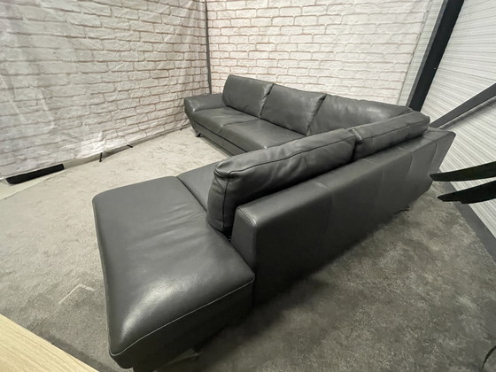 Image 1 of Beautiful Natuzzi Releve Genuine Leather Gray Corner Sofa