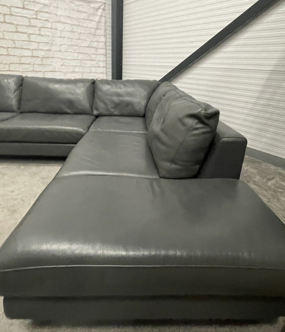 Image 1 of Beautiful Natuzzi Releve Genuine Leather Gray Corner Sofa