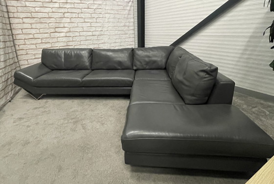 Image 1 of Beautiful Natuzzi Releve Genuine Leather Gray Corner Sofa