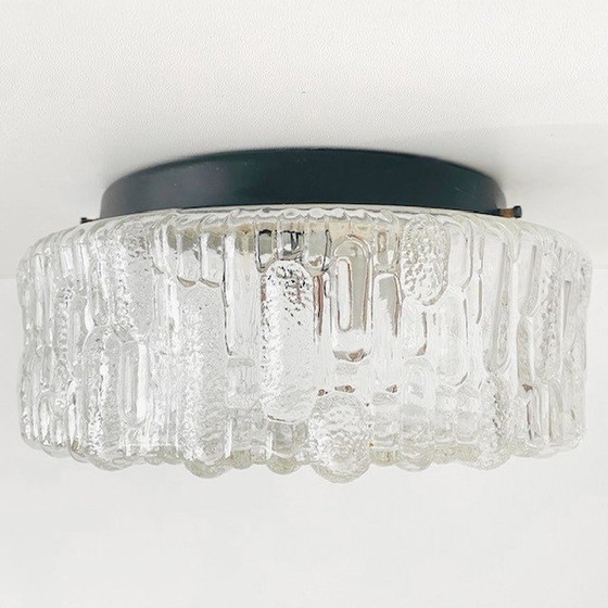 Image 1 of Mid - Century round cubist ceiling cap clear bubble glass 1960's