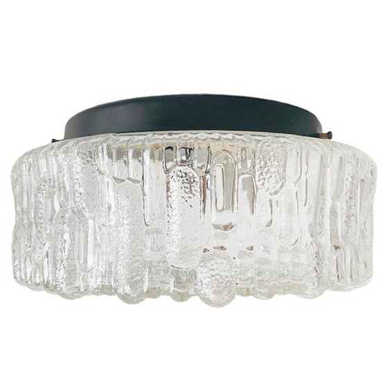 Image 1 of Mid - Century round cubist ceiling cap clear bubble glass 1960's