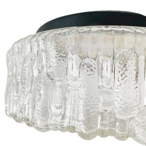 Image 1 of Mid - Century round cubist ceiling cap clear bubble glass 1960's