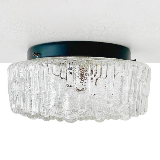 Image 1 of Mid - Century round cubist ceiling cap clear bubble glass 1960's