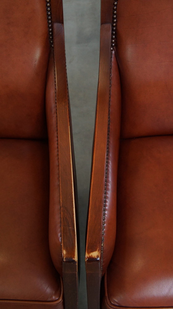 Image 1 of 2 X Beef Leather Art Deco Design Armchair