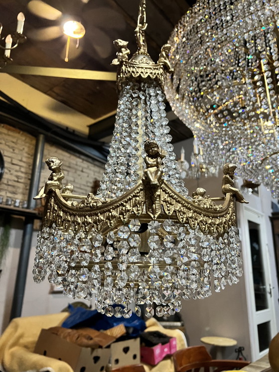 Image 1 of Hollywood Regency Crystal Chandelier