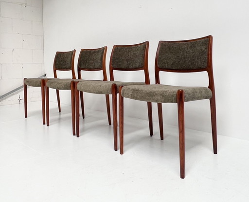 Unique Set (4) Niels Möller Model 80 Chairs, 1960'S