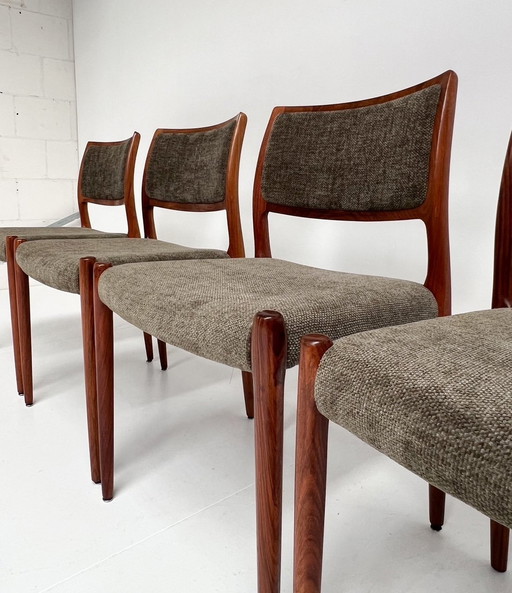 Unique Set (4) Niels Möller Model 80 Chairs, 1960'S