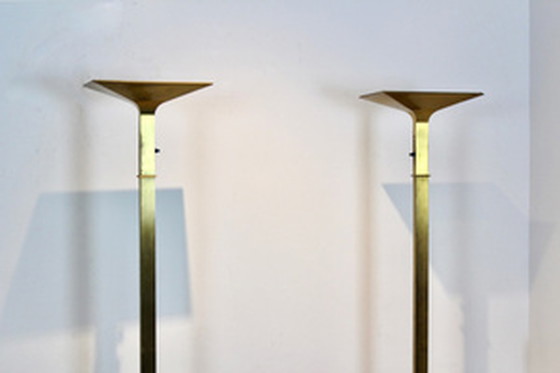 Image 1 of Brass Italian Uplighter Floor Lamps