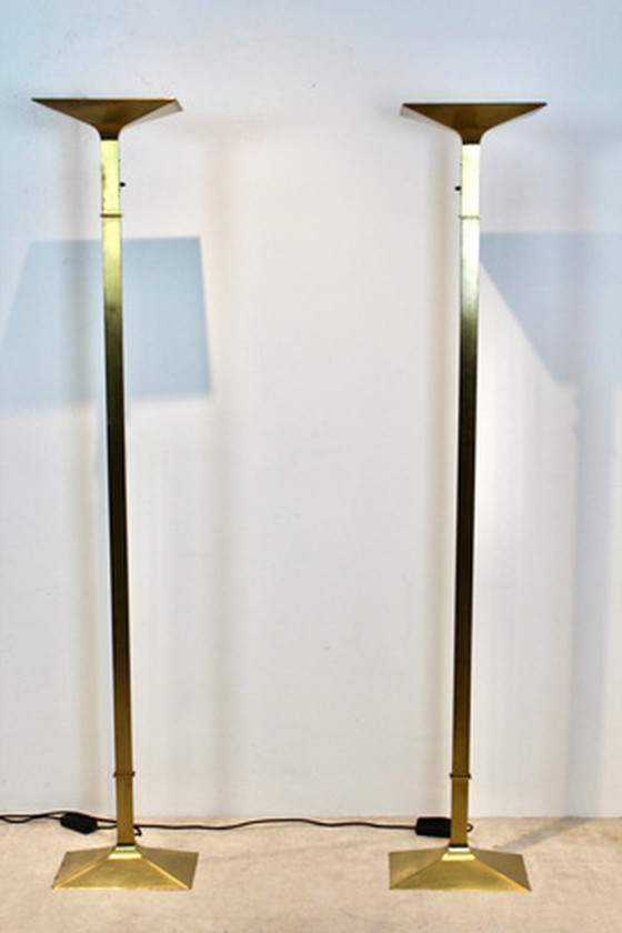 Image 1 of Brass Italian Uplighter Floor Lamps