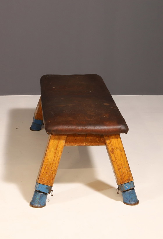 Image 1 of Authentic Industrial Leather Gym Bench, 1950S, Czechoslovakia