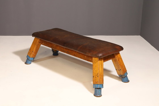 Image 1 of Authentic Industrial Leather Gym Bench, 1950S, Czechoslovakia