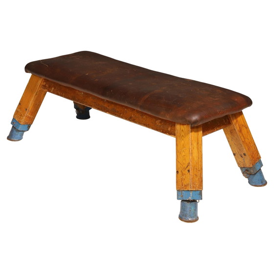 Image 1 of Authentic Industrial Leather Gym Bench, 1950S, Czechoslovakia