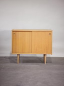Sliding door cabinet dresser oak Danish vintage