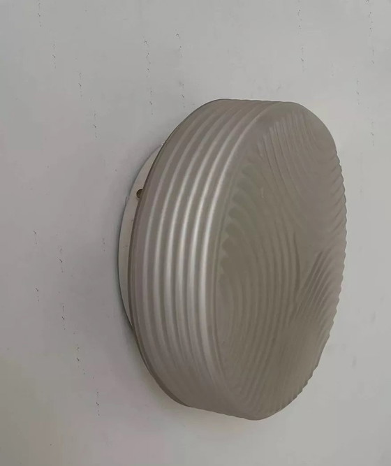 Image 1 of Vintage wall lamp in pressed sandblasted glass, France 1960
