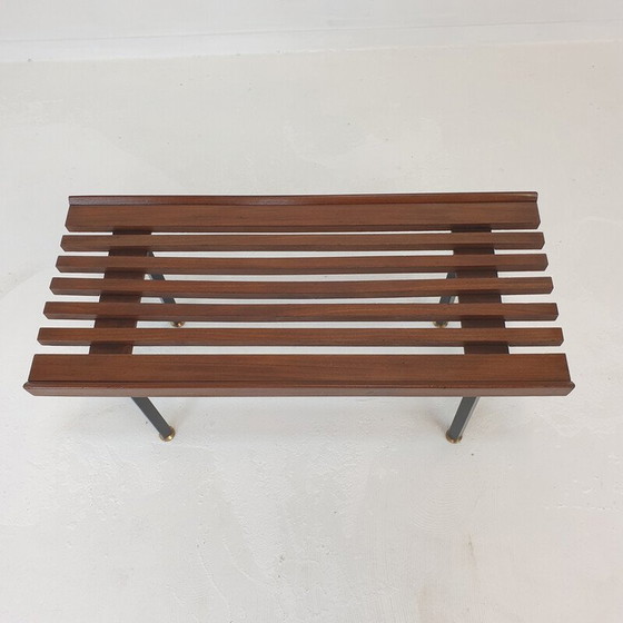Image 1 of Vintage bench in teak with brass feet, Italy 1950s