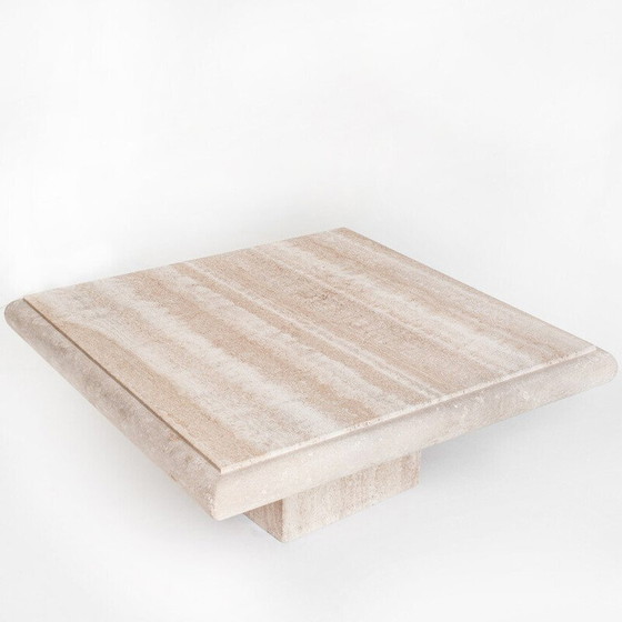 Image 1 of Large vintage coffee table in travertine marble. Italy, 1980s